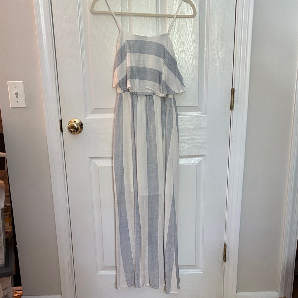 Striped Maxi Dress - Blue and White